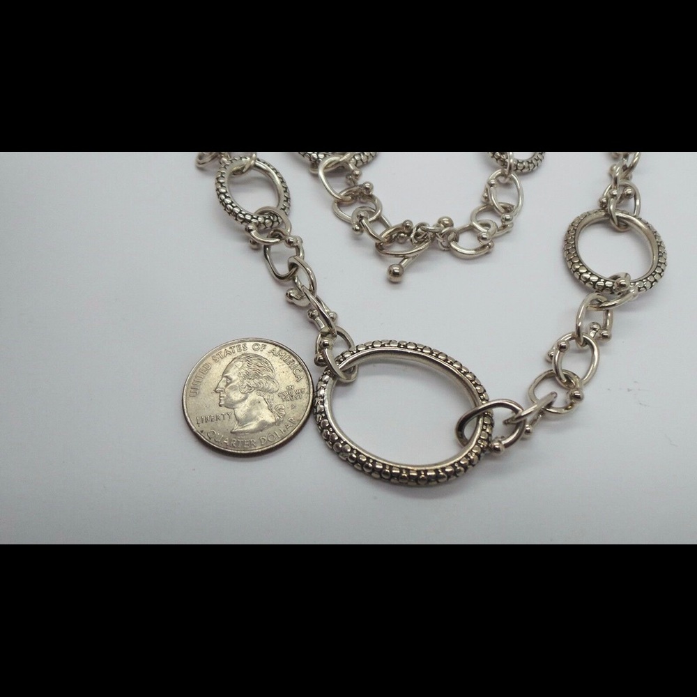 .925 Sterling Silver Toggle Link Chain Necklace - image 6